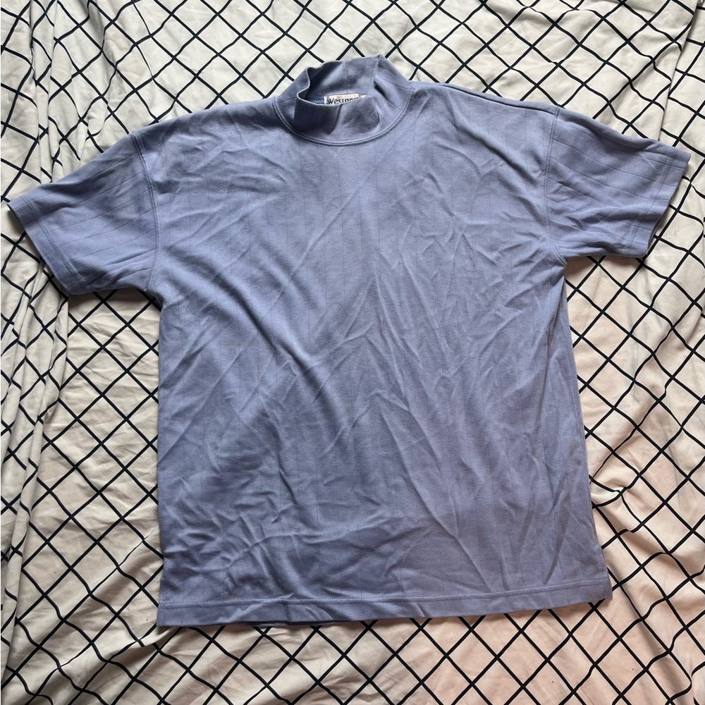 Westport Ltd. Men’s blue mock neck short-sleeve shirt.
